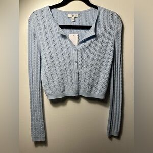 BP Sweater Set Sky Blue Cotton Cardigan & Tank Pointelle Coquette Balletcore XS